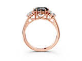 Rose gold Three-Stone Fancy Black Heart Cut Diamond Engagement Ring with Prong Setting_6