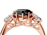 Rose gold Three-Stone Fancy Black Heart Cut Diamond Engagement Ring with Prong Setting_7