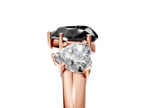 Rose gold Three-Stone Fancy Black Heart Cut Diamond Engagement Ring with Prong Setting_8