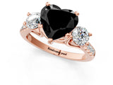 Rose gold Three-Stone Fancy Black Heart Cut Diamond Pavé Band with Four-Prong Setting_1