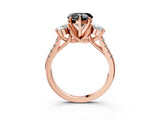 Rose gold Three-Stone Fancy Black Heart Cut Diamond Pavé Band with Four-Prong Setting_3