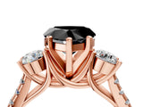 Rose gold Three-Stone Fancy Black Heart Cut Diamond Pavé Band with Four-Prong Setting_4