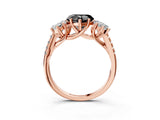 Rose gold Three-Stone Fancy Black Heart Cut Diamond Ring with Pavé Band and Prong Setting_27