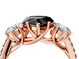 Rose gold Three-Stone Fancy Black Heart Cut Diamond Ring with Pavé Band and Prong Setting_28