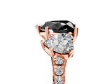 Rose gold Three-Stone Fancy Black Heart Cut Diamond Ring with Pavé Band and Prong Setting_29