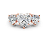 Rose gold Three-Stone Fancy Black Heart Cut Diamond Ring with Pavé Band and Prong Setting_36