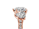 Rose gold Three-Stone Fancy Black Heart Cut Diamond Ring with Pavé Band and Prong Setting_41