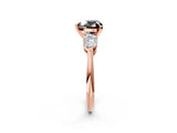 Rose gold Three-Stone Fancy Black Heart Cut Diamond Ring with Pear Side Stones and Four-Prong Setting_2