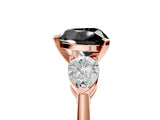 Rose gold Three-Stone Fancy Black Heart Cut Diamond Ring with Pear Side Stones and Four-Prong Setting_5