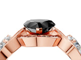Rose gold Three-Stone Fancy Black Heart Cut Diamond Wave Pave Band with Prong Setting_16