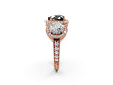 Rose gold Three-Stone Fancy Black Heart Cut Halo Diamond Milgrain Band with Four-Prong Setting_2