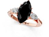 Rose gold Three-Stone Fancy Black Marquise Cut Brilliant Diamond Solitaire Ring with Tapered Band and Four-Prong Setting_4