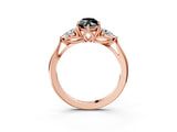 Rose gold Three-Stone Fancy Black Marquise Cut Brilliant Diamond Solitaire Ring with Tapered Band and Four-Prong Setting_6