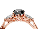 Rose gold Three-Stone Fancy Black Marquise Cut Brilliant Diamond Solitaire Ring with Tapered Band and Four-Prong Setting_7
