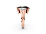 Rose gold Three Stone Fancy Black Marquise Cut Cut Channel Set Diamond Ring_2