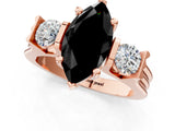 Rose gold Three-Stone Fancy Black Marquise Cut Cut Classic Band Prong Setting Ring_1