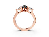 Rose gold Three-Stone Fancy Black Marquise Cut Cut Classic Band Prong Setting Ring_3