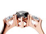 Rose gold Three-Stone Fancy Black Marquise Cut Cut Classic Band Prong Setting Ring_4