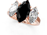 Rose gold Three-Stone Fancy Black Marquise Cut Cut Diamond Engagement Ring with Flat Band and Four-Prong Setting_13