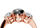 Rose gold Three-Stone Fancy Black Marquise Cut Cut Diamond Engagement Ring with Flat Band and Four-Prong Setting_16