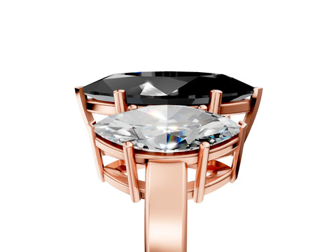 Rose gold Three-Stone Fancy Black Marquise Cut Cut Diamond Engagement Ring with Flat Band and Four-Prong Setting_17