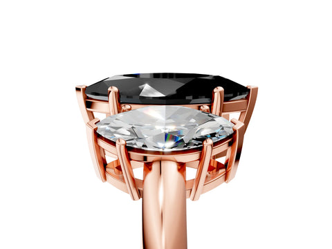 Rose gold Three-Stone Fancy Black Marquise Cut Cut Diamond Engagement Ring with Prong Setting on a White Gold Band_41