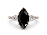 Rose gold Three-Stone Fancy Black Marquise Cut Cut Diamond Pavé Band with Prong Setting_15