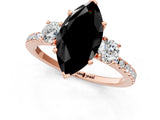 Rose gold Three-Stone Fancy Black Marquise Cut Cut Diamond Pavé Band with Prong Setting_16