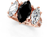 Rose gold Three-Stone Fancy Black Marquise Cut Cut Diamond Ring with Channel-Set Band and Four-Prong Setting_13