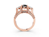 Rose gold Three-Stone Fancy Black Marquise Cut Cut Diamond Ring with Channel-Set Band and Four-Prong Setting_15