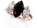 Rose gold Three-Stone Fancy Black Marquise Cut Cut Diamond Ring with Channel Set Band and Four-Prong Setting_25