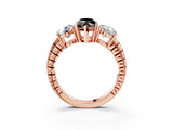 Rose gold Three-Stone Fancy Black Marquise Cut Cut Diamond Ring with Channel-Set Band and Prong Setting_3