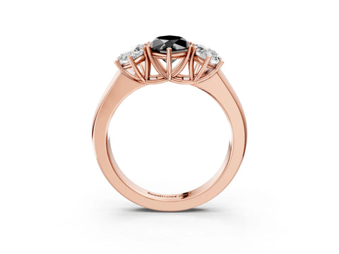 Rose gold Three-Stone Fancy Black Marquise Cut Cut Diamond Ring with Prong Setting and Classic Band_3