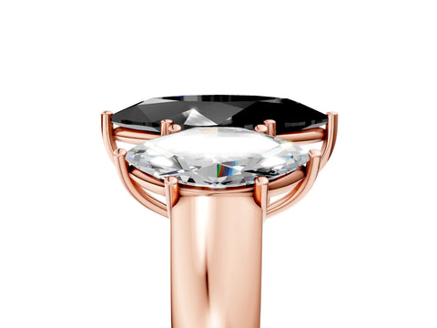 Rose gold Three-Stone Fancy Black Marquise Cut Cut Diamond Ring with Prong Setting and Classic Band_5