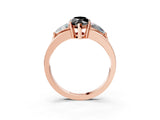 Rose gold Three-Stone Fancy Black Marquise Cut Cut Diamond Ring with Trillion Side Stones on a Split Shank Band_3