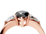 Rose gold Three-Stone Fancy Black Marquise Cut Cut Diamond Ring with Trillion Side Stones on a Split Shank Band_4