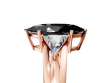 Rose gold Three-Stone Fancy Black Marquise Cut Cut Diamond Ring with Trillion Side Stones on a Split Shank Band_5