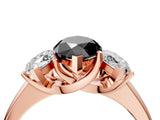Rose gold Three-Stone Fancy Black Marquise Cut Cut Solitaire Ring with Classic Prong Setting_4