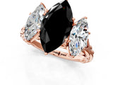 Rose gold Three-Stone Fancy Black Marquise Cut Diamond Braided Band Ring with Four-Prong Setting_13