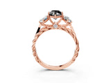 Rose gold Three-Stone Fancy Black Marquise Cut Diamond Braided Band Ring with Four-Prong Setting_15