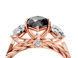 Rose gold Three-Stone Fancy Black Marquise Cut Diamond Braided Band Ring with Four-Prong Setting_16
