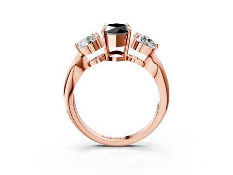 Rose gold Three-Stone Fancy Black Marquise Cut Diamond Channel Set Engagement Ring with Prong Setting_15