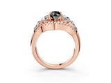 Rose gold Three-Stone Fancy Black Marquise Cut Diamond Engagement Ring with Pave Band and Prong Setting_3