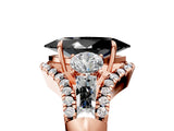 Rose gold Three-Stone Fancy Black Marquise Cut Diamond Engagement Ring with Pave Band and Prong Setting_5