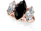 Rose gold Three-Stone Fancy Black Marquise Cut Diamond Engagement Ring with Prong Setting_4