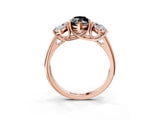 Rose gold Three-Stone Fancy Black Marquise Cut Diamond Engagement Ring with Prong Setting_6