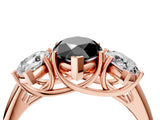 Rose gold Three-Stone Fancy Black Marquise Cut Diamond Engagement Ring with Prong Setting_7