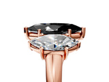 Rose gold Three-Stone Fancy Black Marquise Cut Diamond Engagement Ring with Prong Setting_8