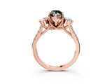 Rose gold Three-Stone Fancy Black Marquise Cut Diamond Pavé Band with Four-Prong Setting_3
