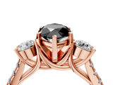 Rose gold Three-Stone Fancy Black Marquise Cut Diamond Pavé Band with Four-Prong Setting_4